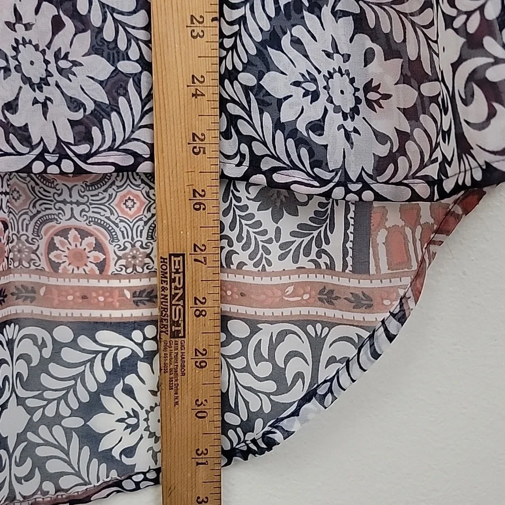 American Rag Orange, Navy & Off White Sheer Boho Print M - Picture 12 of 15